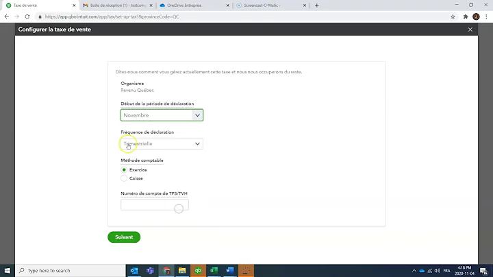 Quickbooks - Configurer les taxes de vente