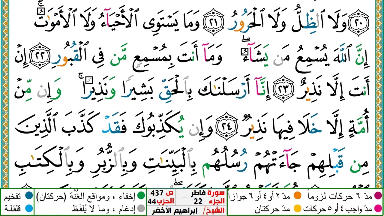 سورة فاطر مكتوبة ابراهيم الاخضر دار المعرفة