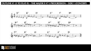 OUTLINE #1 (3 to Flat-9) • MAJOR ii-V7-I (251) PROGRESSION • Both Sides • Concert Instruments