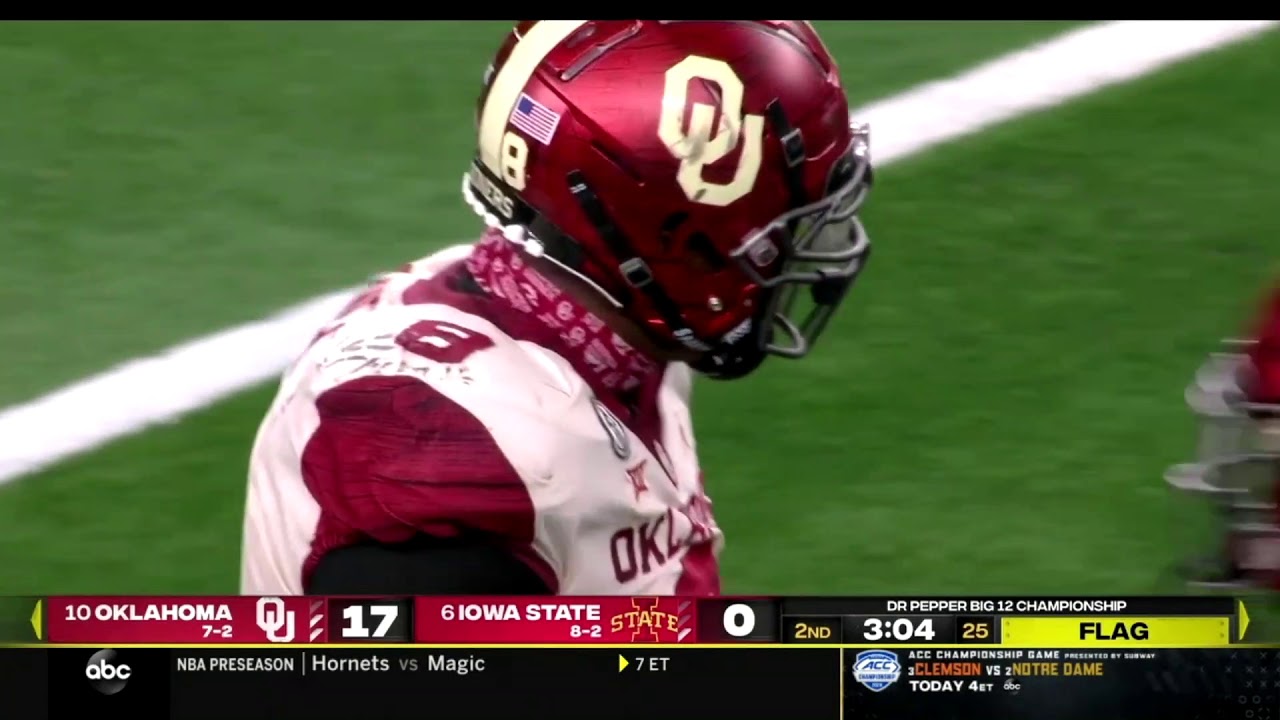 Oklahoma brutal facemask penalty vs. Iowa State // College Football 2020