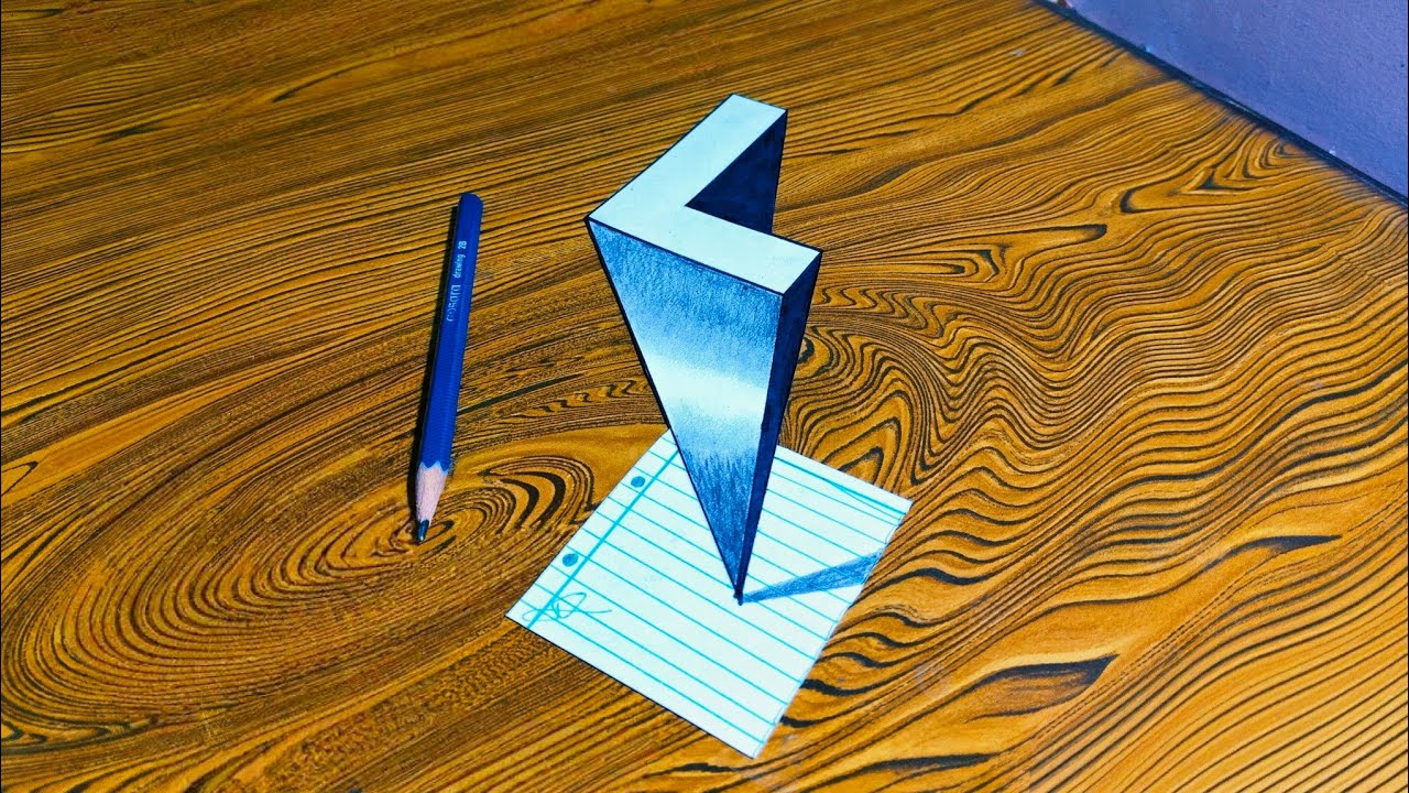 3D drawing 🎨 Deep effect ( L letter 3D Art ) Very easy 3D art on paper beginner 3d video 3d illusion