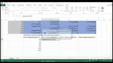 calculate  asin acos acot atan with excel