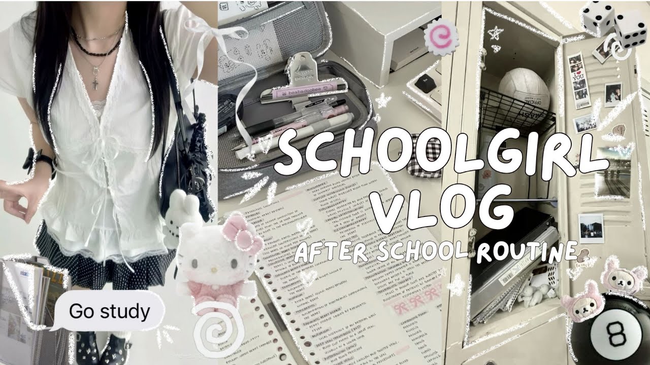 PINTEREST SCHOOLGIRL VLOG 🎧 | after school routine, night studying, what's in my pencil case