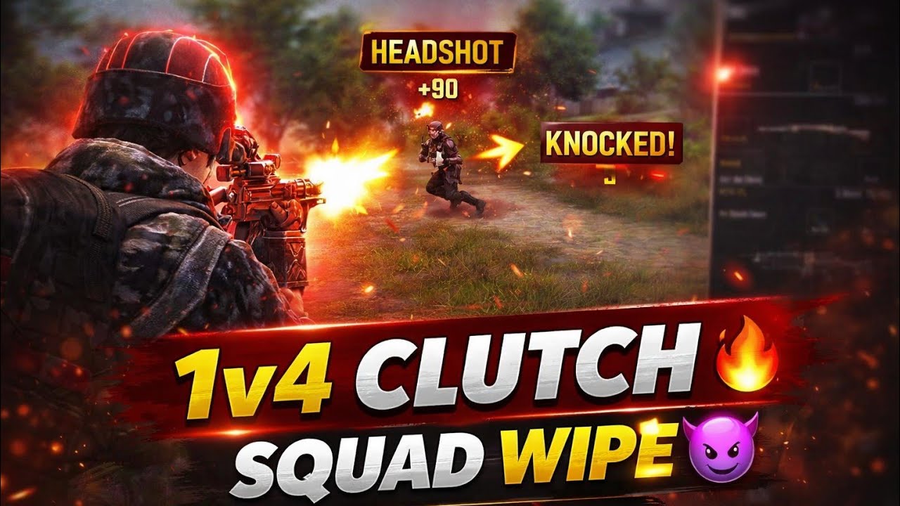 BGMI 1v4 CLUTCH 😱 M249 OP Gameplay | Squad Wipe 🔥 Full Rush Fight ...