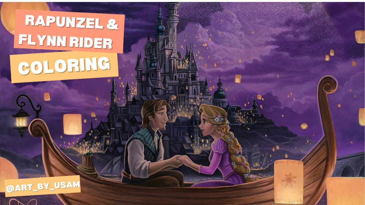 How To Color Rapunzel and Flynn Rider Boat Scene 🛶✨ Tangled Art 🖍️