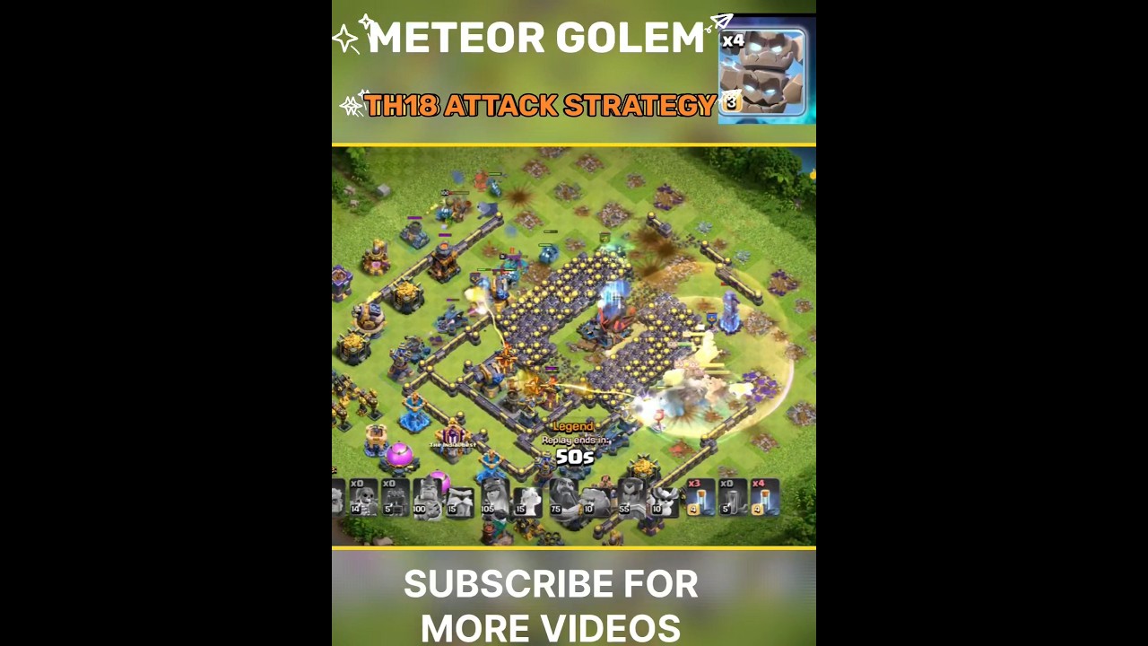 TH18 METEOR GOLEM ATTACK STRATEGY FOR LEGENS #coc #clashofclans #clashwithbs