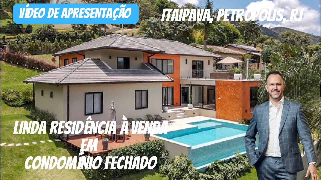 Casa à venda com projeto sofisticado e luxuoso em condomínio fechado de Itaipava | vídeo completo