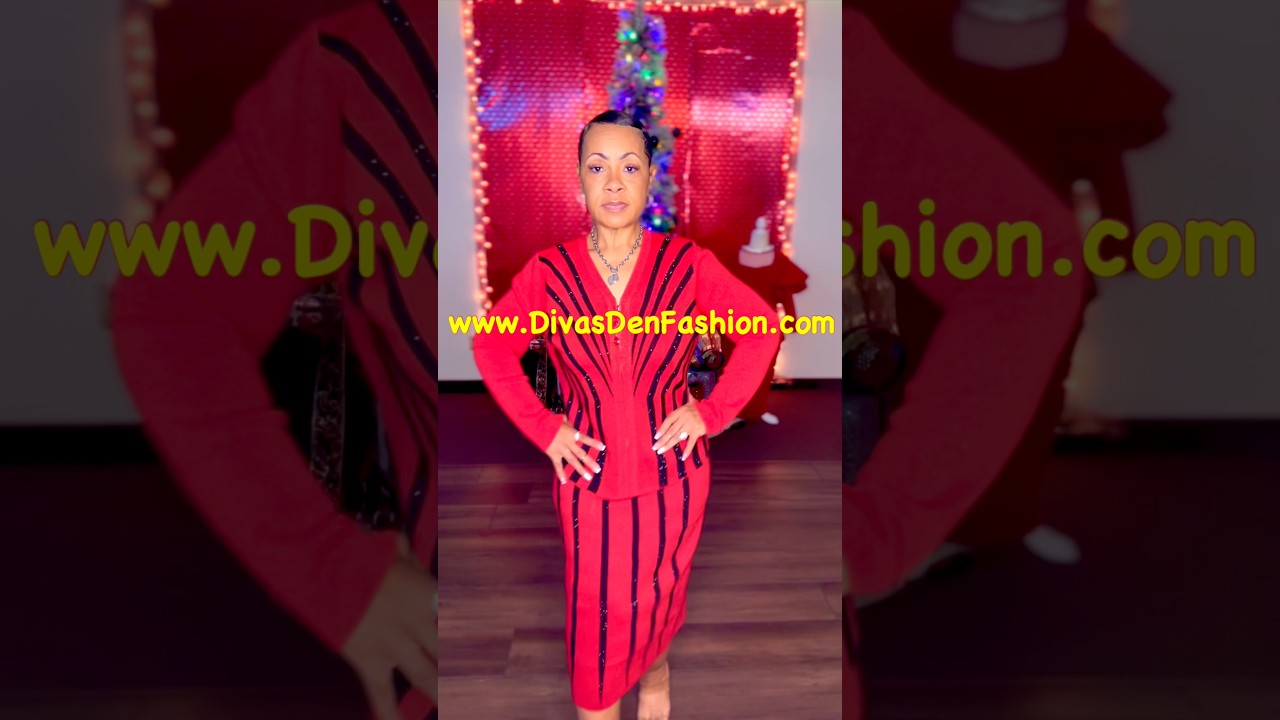 Kayla Knit 5361 Red Skirt Suit