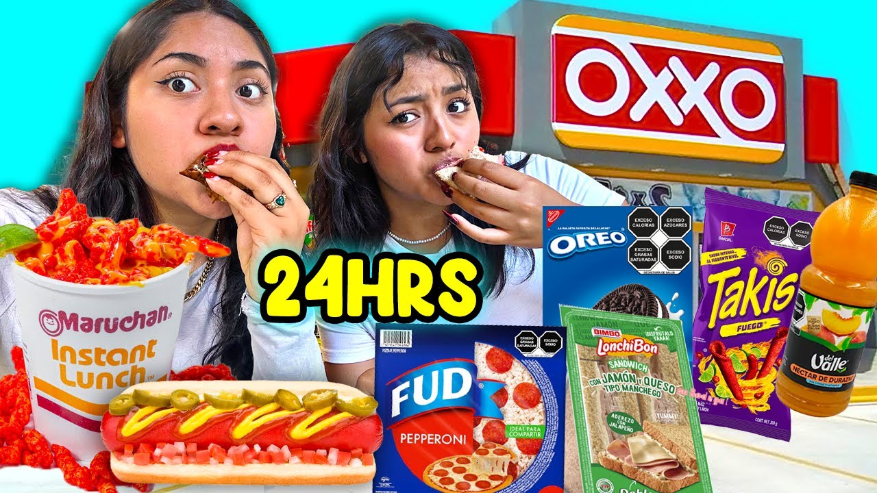 24 HORAS COMIENDO EN EL OXXO🍕🧃| Michell Merlin