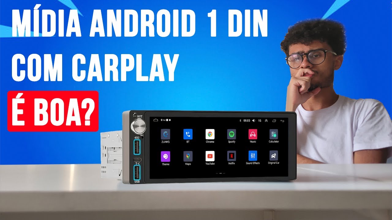 Multimídia 1 Din Android com CarPlay e Android Auto - Vale a Pena