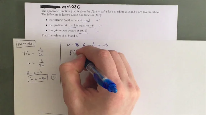 MM080 Maths Methods Fortify Study Guide - "Finding the equation of a quadratic"