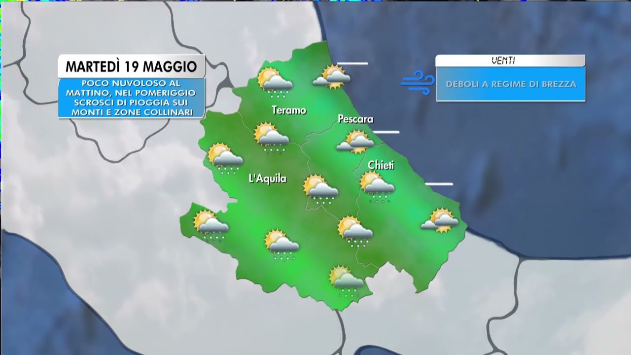 previsioni per martedì 19 maggio