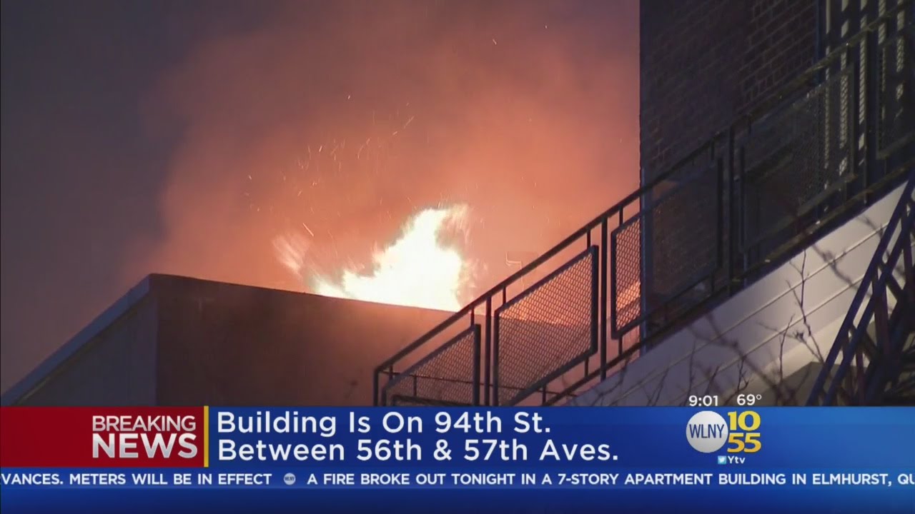 Flames Shoot From Apartment Fire In Elmhurst