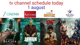 Tv Channel Schedule Today1 August Schedule 2026