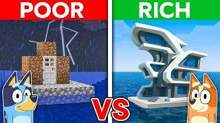 Bluey POOR vs Bingo RICH: Water House Survival Battle in Minecraft