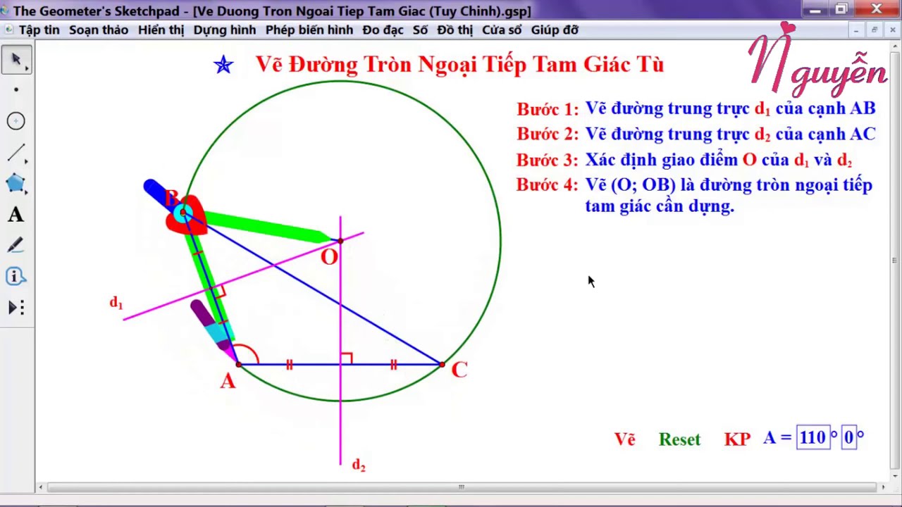 GSP 5.0] Vẽ Đường Tròn Ngoại Tiếp Tam Giác (Tùy Chỉnh) - YouTube