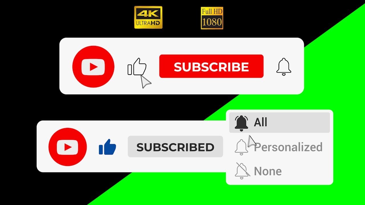 Subscribe, Like & Bell Animation (All Notifications) #5 | Green Screen & Transparent