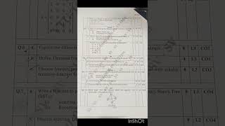 Data Structure question paper VTU 2026.💥 #VTU #DSA #datastructure #questionpaper .