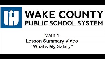 Math 1 Unit 9 Lesson 1 Summary Video "What