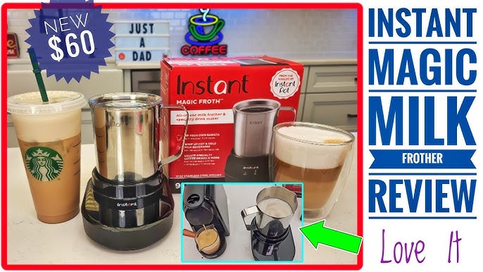  Instant Pot Milk Frother, 4-in-1 Electric Milk Steamer,  10oz/295ml Automatic Hot and Cold Foam Maker and Milk Warmer for Latte,  Cappuccinos, Macchiato, From the Makers of Instant 500W, Black: Home 