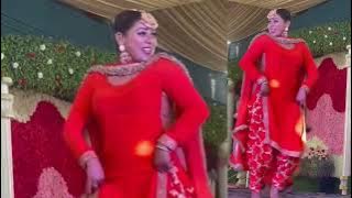Girl in Red Satin-Silk Dance with Punjabi Song