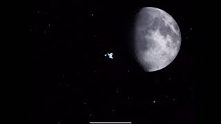 Space shuttle flyby of the Moon en route to Mars