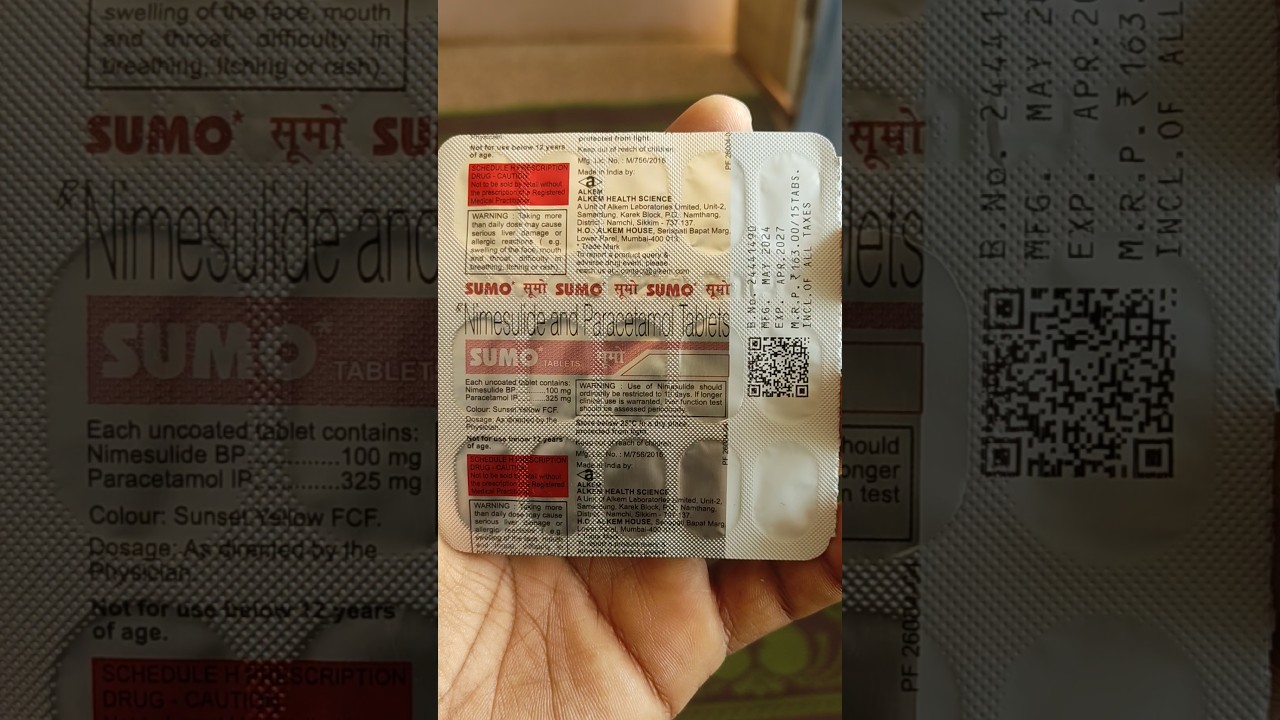 Sumo tablet price 163 ₹ 15 tablets for 