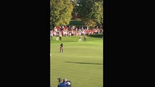 Rory hits the putt Ryder Cup 2016 Friday