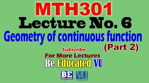 MTH301 Lecture 6 part 2 Geometry of Continuous Function Examples & Exercise with Easy Method