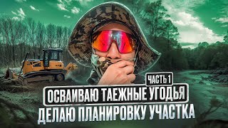 ОДИН В ТАЙГЕ. ОСВАИВАЮ УГОДЬЯ. ДЕЛАЮ ПЛАНИРОВКУ УЧАСТКА.ЧАСТЬ 1