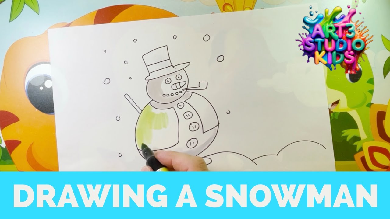 Drawing and Coloring a Cute Snowman I Easy Step-by-Step - YouTube