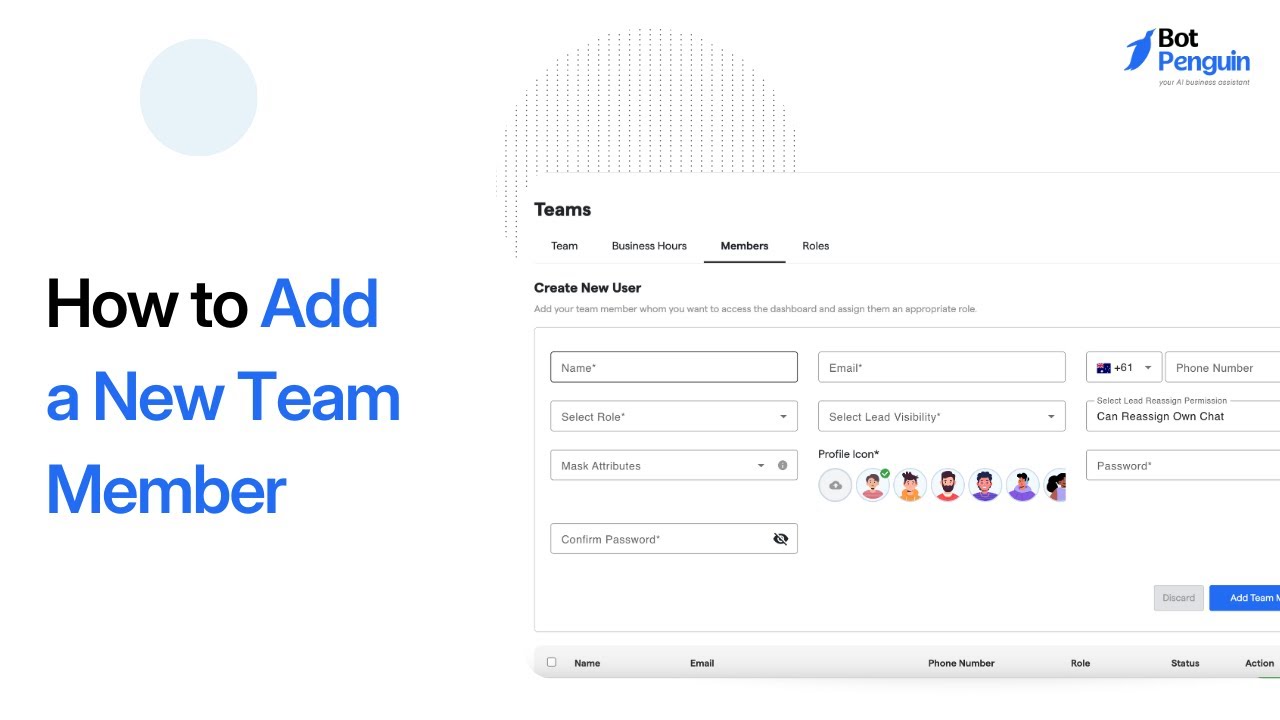 How to Add a New Team Member in BotPenguin | Team Collaboration ...
