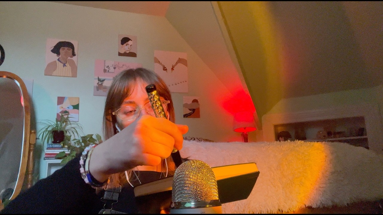 asmr brushing + tapping on things