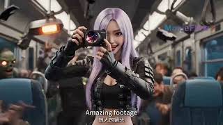 Zombie attack on a train and a hero intervenes to protect children (Artificial Intelligence)