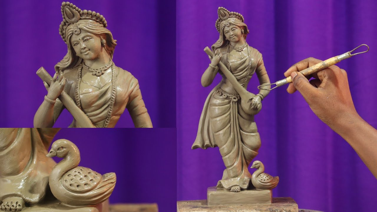 Saraswati mata murti making | 2023 new model standing Saraswati murti | clay art
