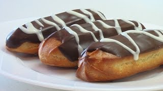 Пирожное Эклер видео рецепт (Eclair Biscuits)(Сайт канала : http://www.videocooking.ru Тесто: Вода 100 мл. Молоко 100 мл. Масло сливочное 100 г. Мука 150 г. Яйца 4 шт. Соль Сахар..., 2012-08-19T01:22:01.000Z)