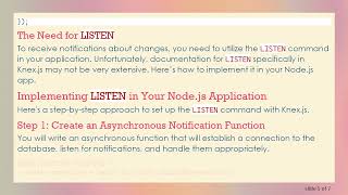How to Efficiently Use LISTEN with Knex.js in PostgreSQL