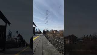 Vertical video. Sortavala, Russia. Karelia. Steam locomotive of the L series. L-3051. Arrives at ...