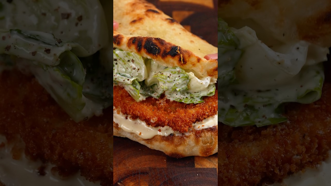 Хрустящий куриный сэндвич с пиццей Цезарь #шорты