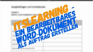 Itslearning (SH) - Ein Word-Dokument als Auftrag