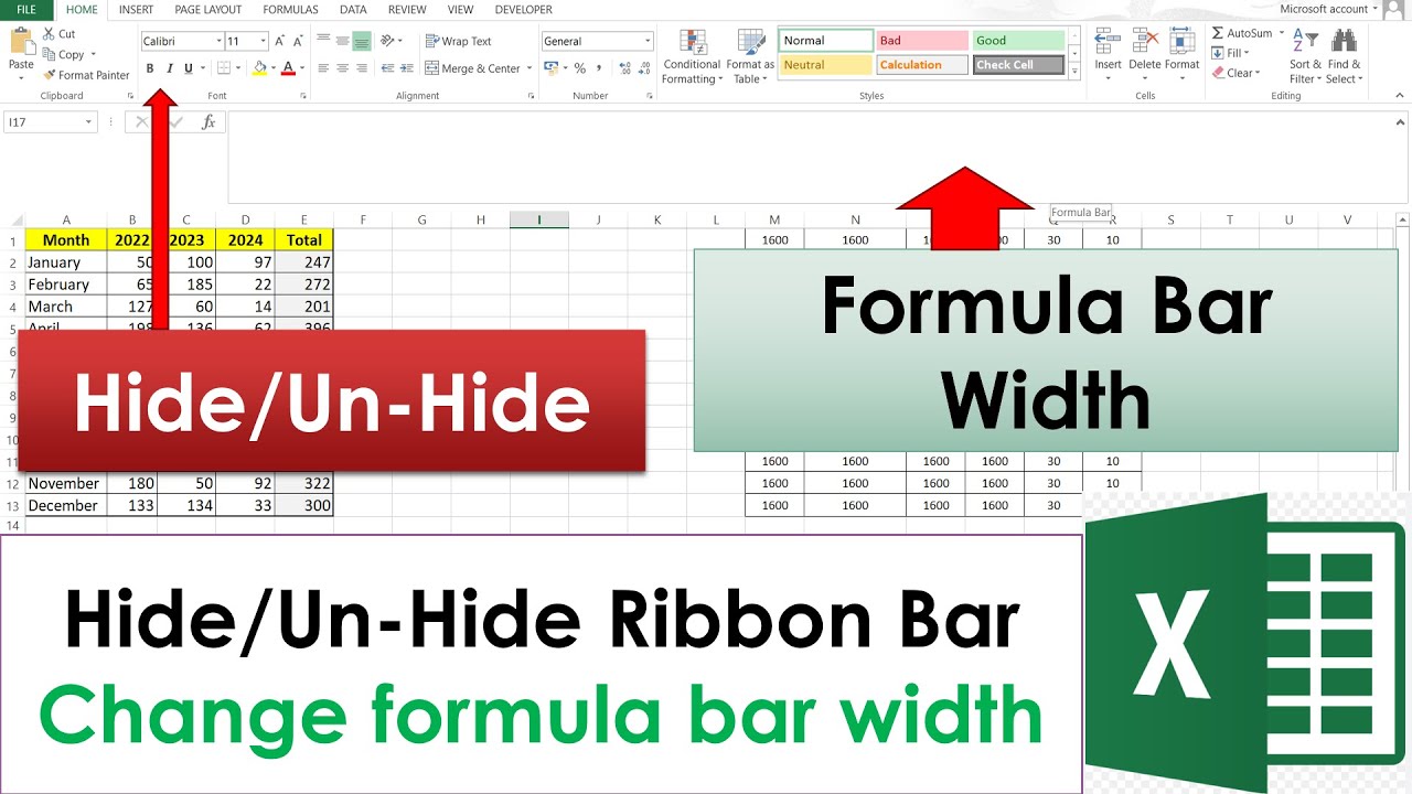 Master Excel: Hide/Unhide Ribbon Bar & Adjust Formula Bar Size Easily!