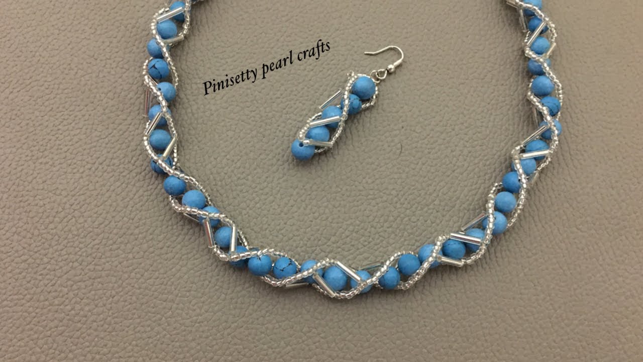 Turquoise glass beads spiral rope making/Rope necklace or bracelet tutorial/Bugle beads twisted