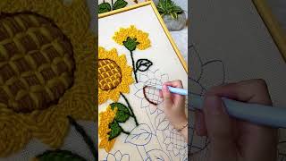 punch needle embroidery ：Sunflower #learn#handmade