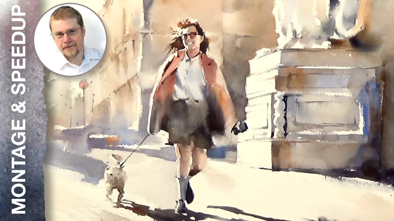Thursday Speed Up Demos: Going for a Walk with a Good Boy (Watercolor Portrait/Dynamic Figure)
