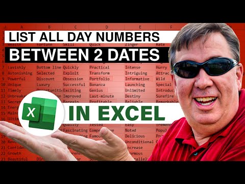 Excel - Dueling Excel - List all Day Numbers In a Date Range - Duel 153 - Episode 1864