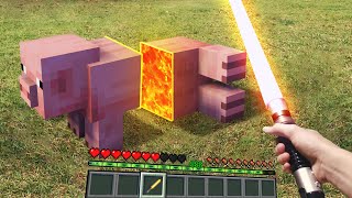 Minecraft in Real Life ~ LASER SWORD vs Realistic PIG