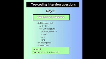 Fibonacci series code in python. Most frequently asked interview questions. #coding #fibonacci