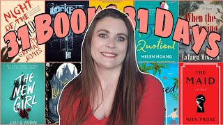 READING 31 BOOKS IN 31 DAYS//take 2, finally reading kiss quotient, lots of horror novellas and life
