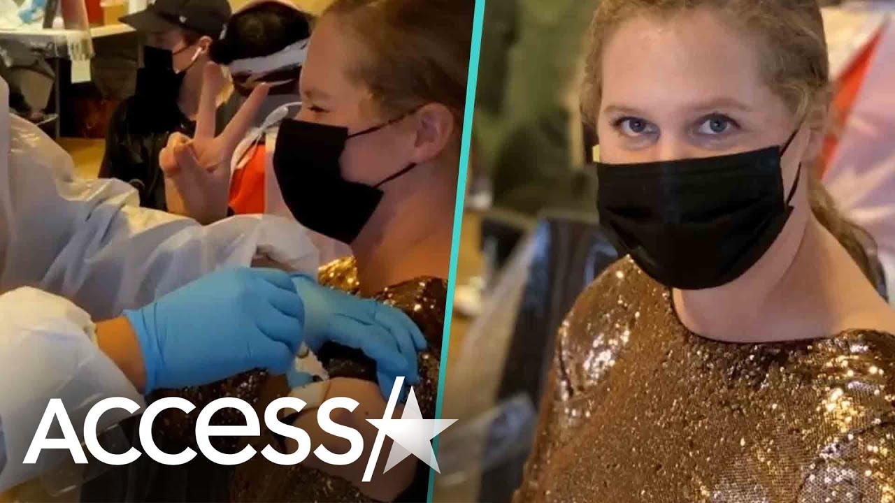 Amy Schumer Cracks Jokes While Getting Covid Vaccine In Gown