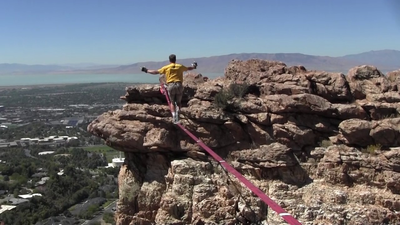 Highline Slackline Rock Canyon Utah YouTube